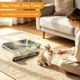 thumbnail image 5 of Extra Large Stainless Steel Rabbit Litter Box, Pull-Out Bunny Potty Pan with Metal Grid, Rabbit Cage Bathroom Set Includes Pee Pads Cleaning Set for Small Animals (17.7" x 13.8" x 5.9"), 5 of 7