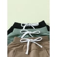 thumbnail image 5 of Arvbitana Toddler Baby Boys 3-Pack Shorts 6M 12M 18M 24M 3T Elastic Waist Rolled Hem Short Pants Solid Color Tie Front Joggers Infant Casual Summer Athletic Shorts, 5 of 7
