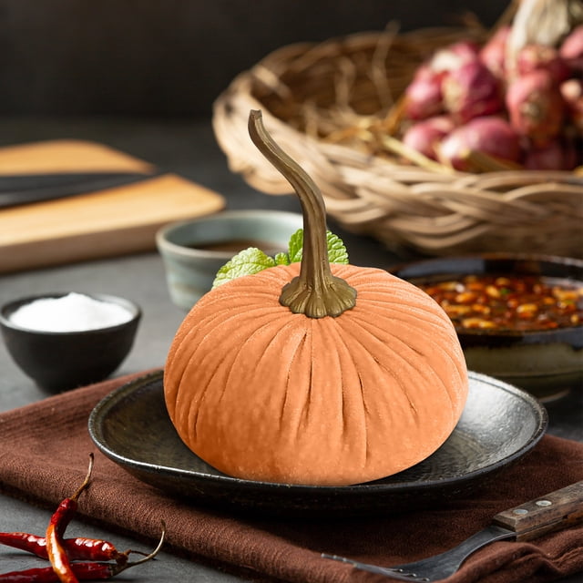 Halloween Velvet Pumpkin With Real Cloth Foam Suitable For Fall Halloween Wedding Thanksgiving 10cm