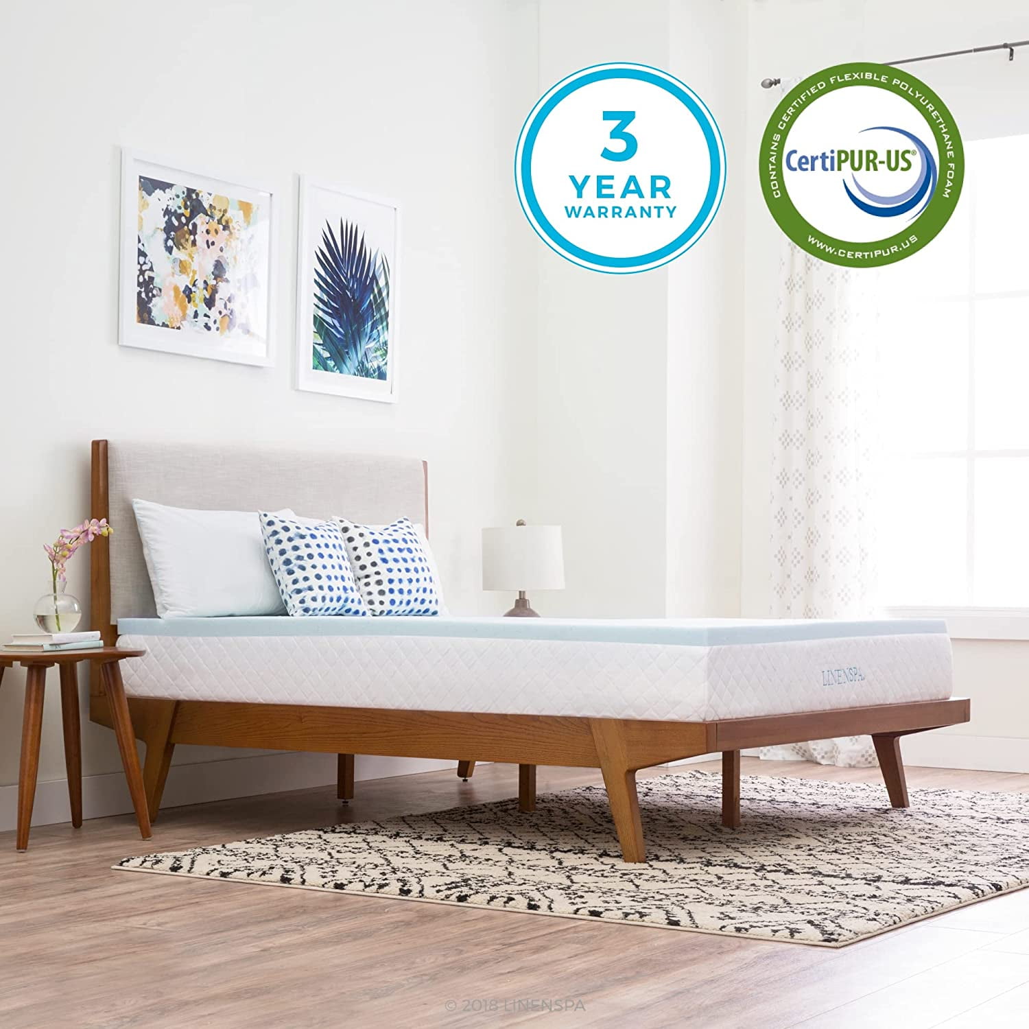Linenspa 3 inch gel swirl memory foam topper deals