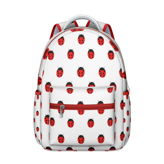 Elegant Ladybug Print Backpack - Lightweight School Bag, Water-Resistant Laptop Backpack with Multiple Compartments for Women & Teens