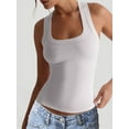 thumbnail image 4 of Womens Ribbed Square Neck Tank Tops Basic Backless Sleeveless Summer Camisole 2025 White M, 4 of 6