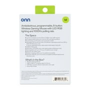 onn Rechargeable Wireless Gaming Mouse with LED Lighting, 8 Programmable Buttons