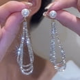 thumbnail image 6 of CAKVIICA Earrings Fashionable And Elegant Gorgeous Pearls Diamond Ball Tassel Earrings Drop Chain Earrings, 6 of 6