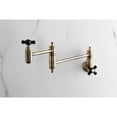 thumbnail image 2 of Kingston Brass KS3103PKX Duchess Two-Handle 1-Hole Wall Mount Pot Filler Faucet in Antique Brass, 2 of 7