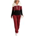 thumbnail image 2 of Bzdzmqm Women's 2 Piece Lounge Set V Neck Long Sleeve Hoodie with Wide Leg Pants Casual Solid Basic Tracksuit Cozy Zip Up Loungewear Fall Winter Outfit, Red M, 2 of 7