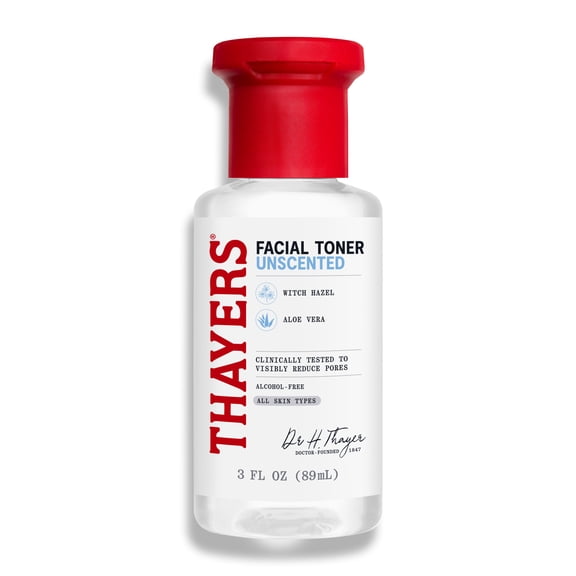 Thayers Trial Size Alcohol Free Unscented Witch Hazel Facial Toner with Aloe Vera Formula- 3 fl. Oz.