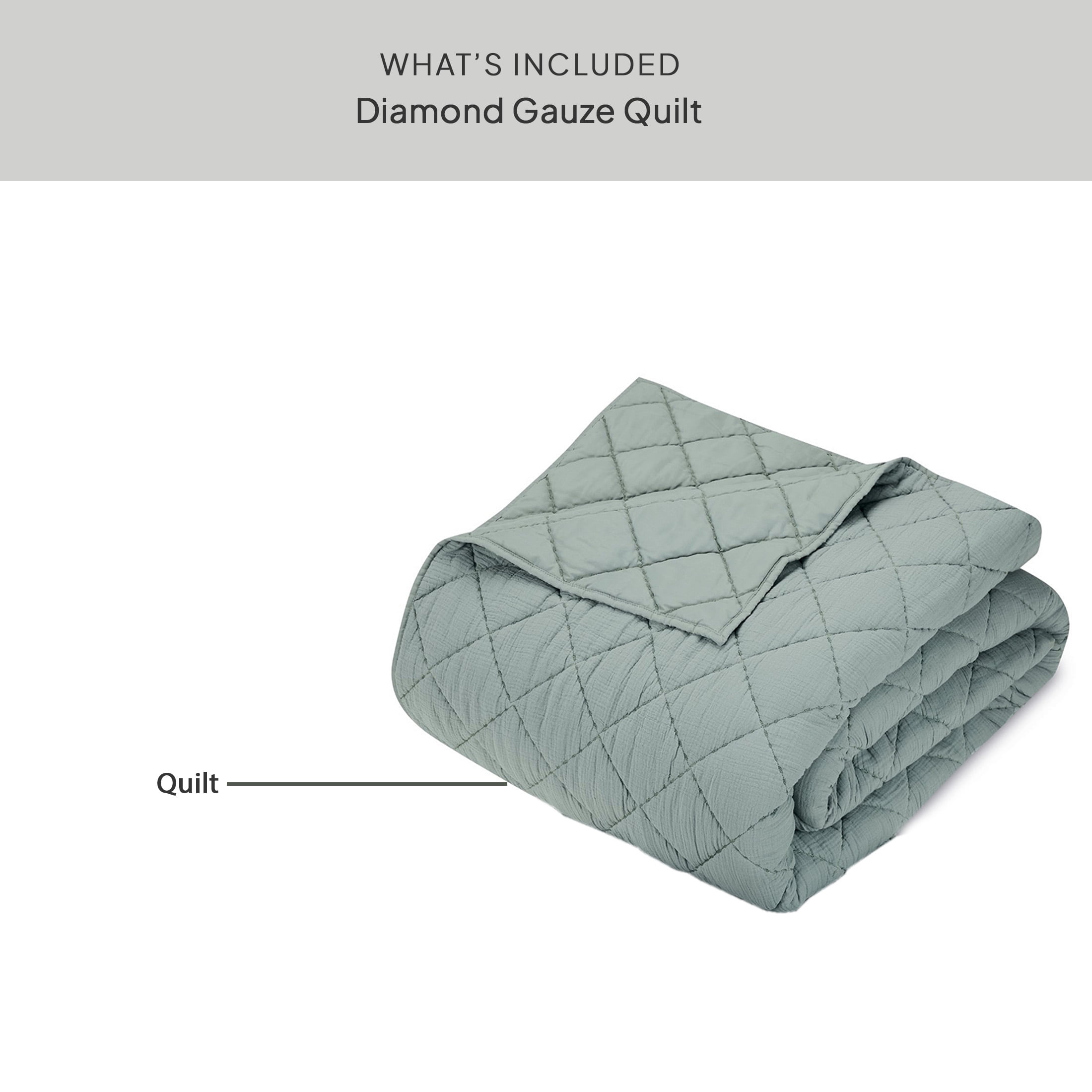 Better Homes & Gardens Diamond Gauze Quilt, Sage, King, All Ages