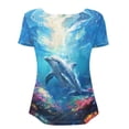thumbnail image 5 of Chririnla Blue Dolpin Tunic Top for Women Loose Fit Blouse Short Sleeve Tops Summer T Shirts Soft Flowy Blouses Hide Belly Shirt, 5 of 6