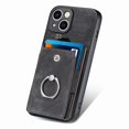 thumbnail image 3 of Retro Skin-feel Ring Card Wallet Case For iPhone 15, 3 of 5