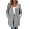 thumbnail image 4 of Ozmmyan Women's cardigan sweaters for womens Long Sleeve Open Front Loose Casual Solid with Pockets Fall Winter, 4 of 7