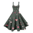 thumbnail image 5 of Valentines Day Sleeveless A-line Dress with Heart Print Adjustable Straps Lightweight Evening Prom Party Dress Watermelon Red L, 5 of 5