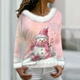 thumbnail image 7 of Hvot&aat Merry Christmas Sweaters for Women Faux Fur Trim V Neck Sweatshirts Xmas Graphic Long Sleeve Holiday Pullover, 7 of 7