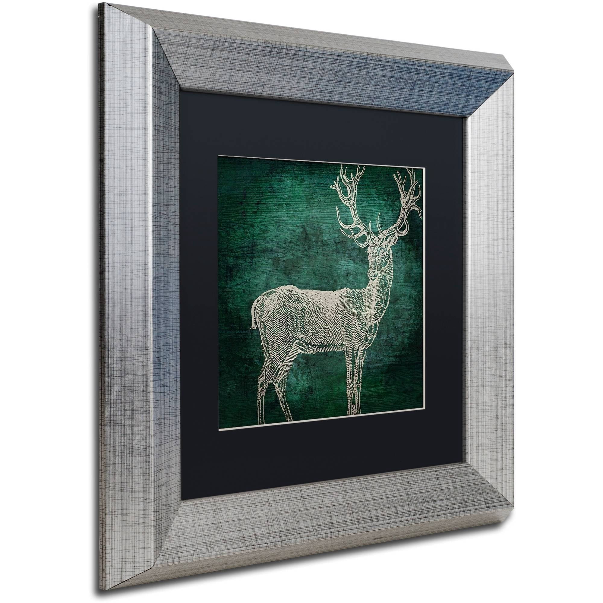 Trademark Fine Art "Emerald Deer" Canvas Art by Color Bakery Black Matte, Silver Frame