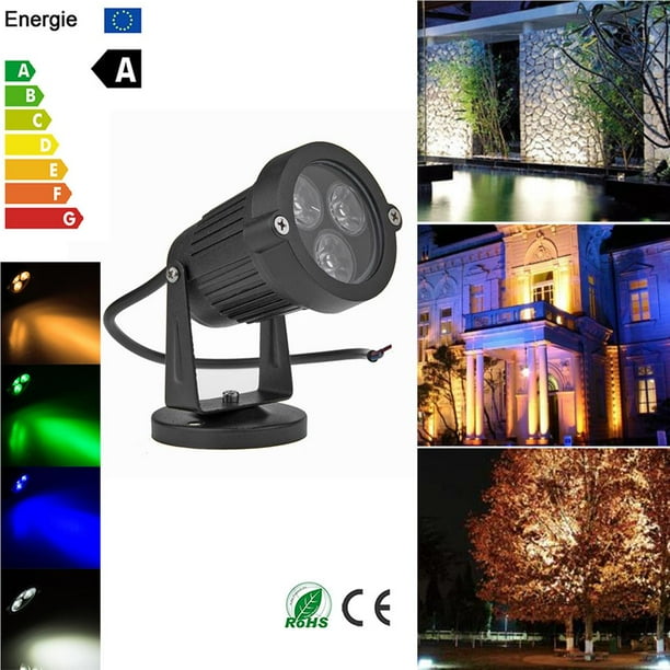 Matsuzay 3 * 3W LED Césped Jardín Luz de inundación Patio Patio Camino Proyector Lámpara con base impermeable azul AC / DC 12V Iluminación y accesorios Matsuzay HA024177-00