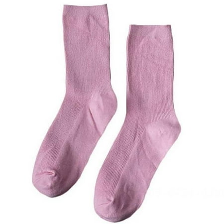 

Lapa 4 pairs solid color middle tube socks female candy color trendy socks one size Pink