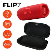 JBL FLIP 7 Waterproof Portable Speaker Bundle with gSport Carbon Fiber Case (Red)