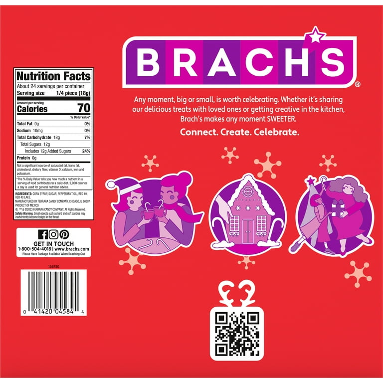 Brach's Red & White Giant Holiday Candy Canes, 6ct Box, 15oz 