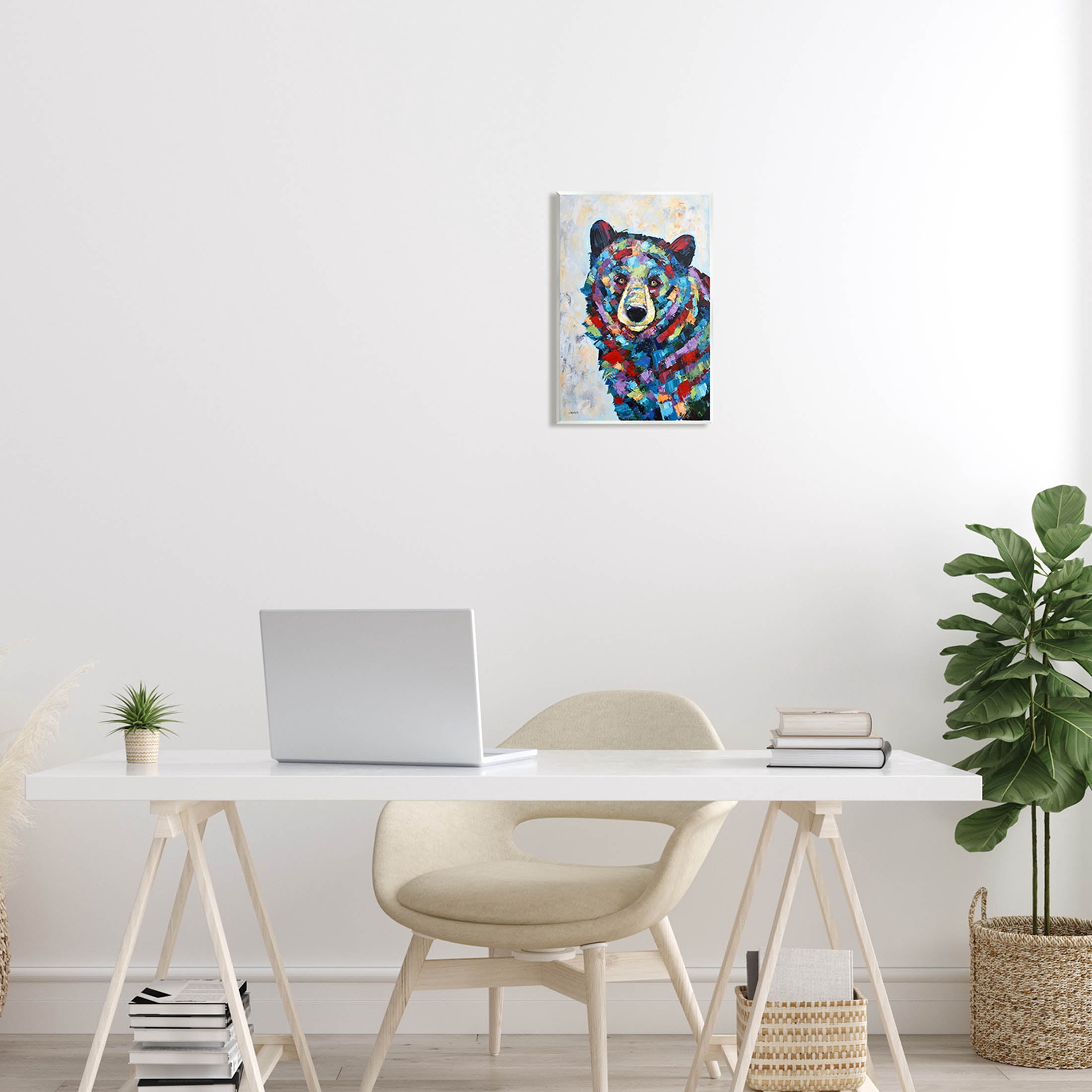 Geometric Hued Abstract Bear Animals & Insects Painting Unframed Art Print Wall Art