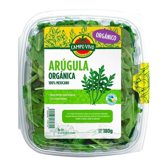 Arúgula Orgánica Campo Vivo Fresca Hojas Tiernas Seleccionadas 180 G
