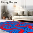 thumbnail image 2 of ODIKA 3'x5' Machine Washable Non-Slip Area Rug, Retro Vortex with Layered Wave High Traffic Rug, Red, 595158, 2 of 7