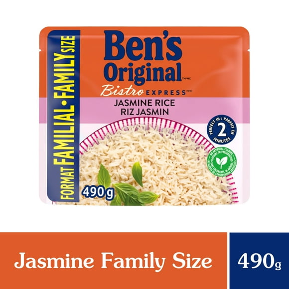 BEN'S ORIGINAL BISTRO EXPRESS riz au jasmin, riz à grains longs et d'accompagnement, sachet familial de 490 g BEN'S FS JASMINE - FRENCH