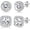 20G 12mm Silver, variant on 18K Silver Plated Halo Stud Earrings Silver Cubic Zirconia Stud Earrings Round Square Diamonique Stud Earrings Set for Women Men