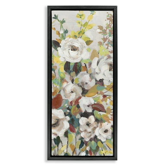 Stupell Industries Blooming Roses Array Plants & Flowers Painting Black Floater Framed Canvas Art Print Wall Art, 11 x 25