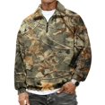 thumbnail image 3 of Havenx Mens Flannel Quarter Zip Up Pullover Long Sleeve Collared Pullover Sweater Mock Neck Camouflage Print Sweat Shirt Casual Soft Outdoor Active 2026 Fall Winter Sweater Tops,Yellow XL, 3 of 7