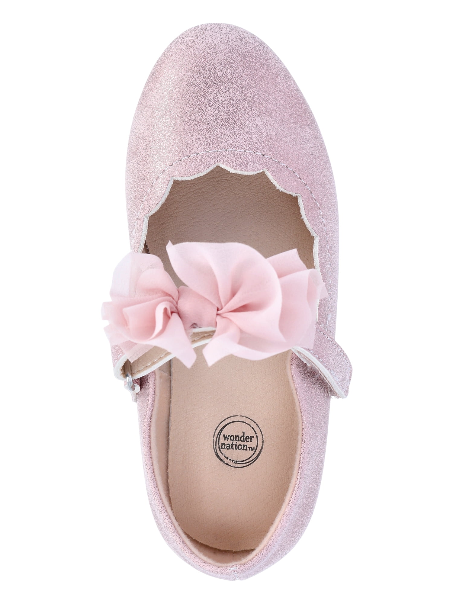 Wonder Nation Baby and Toddler Girls Tulle Bow Ballet Flats