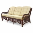 thumbnail image 2 of Malibu Lounge Three-Seater Sofa Natural Rattan Wicker Handmade Design with Cream Cushions, Dark Brown, 2 of 5