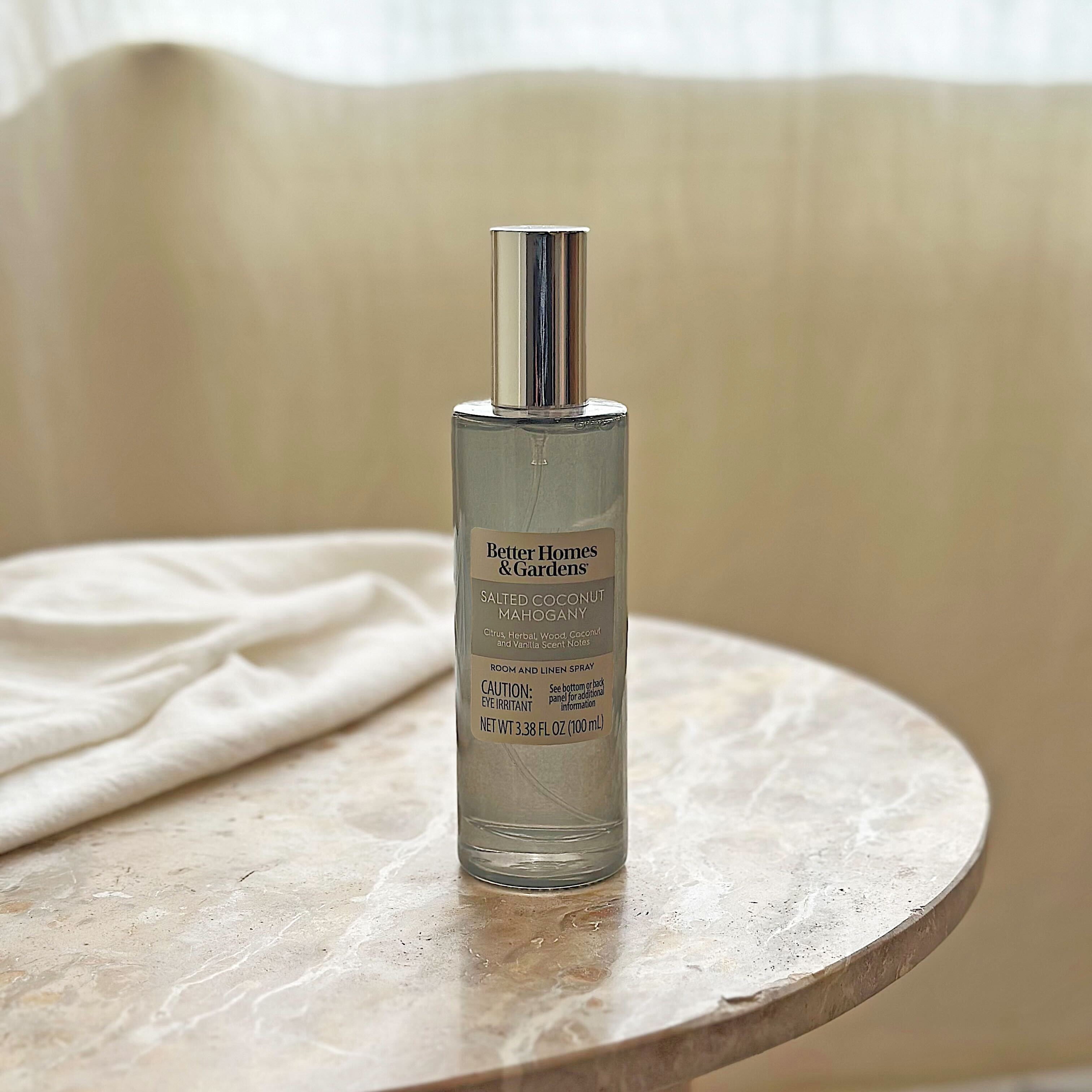 Better Homes and Gardens Salted Coconut and Mahogany Scented Room and Linen Spray 3.38 Fl Oz (100mL).