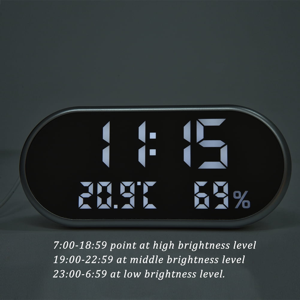 USB Creative LED Digital Alarm Clock Night Light Thermometer Hygrometer Calendar Display White