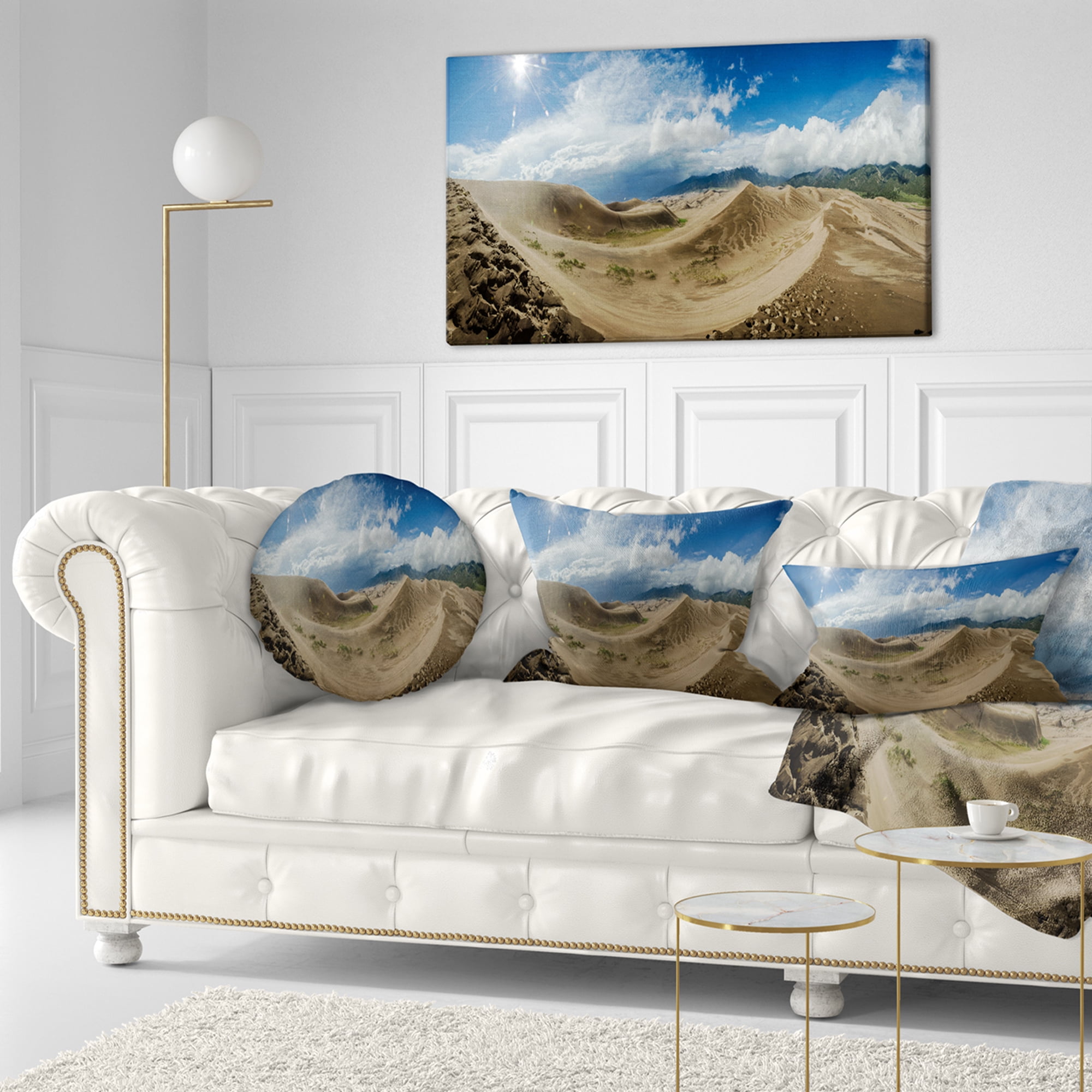 Designart Massive Sand Dunes Panorama - Landscape Printed Throw Pillow - 12x20