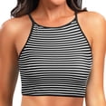 thumbnail image 5 of Women's Plus Size Swim Top Solid Color Adjustable Straps Removable Pads Racerback Tankini Top Summer Beach Pool Bathing Suit Dark Gray, 5 of 5