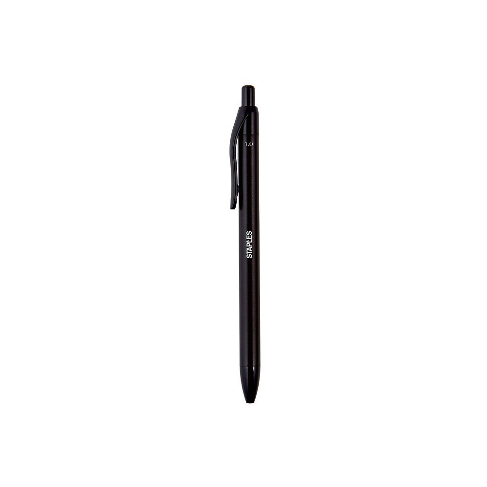 Staples Aura Retractable Ballpoint Pens Medium Point Black Ink Dozen