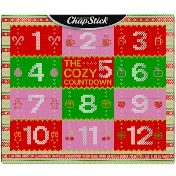 ChapStick Cozy Countdown Holiday Lip Balms 12-Pack, Advent Calendar