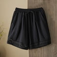 thumbnail image 2 of Cotton Linen Shorts for Women Casual Eyelet Elastic Waist Drawstring Lace Lounge Shorts Boho Beach 2026 Summer Outfits, 2 of 5