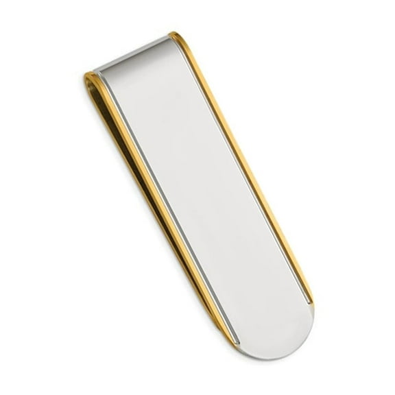 Gem & Harmony Stainless Steel Polished with Yellow IP-plated Edges Money Clip for Men