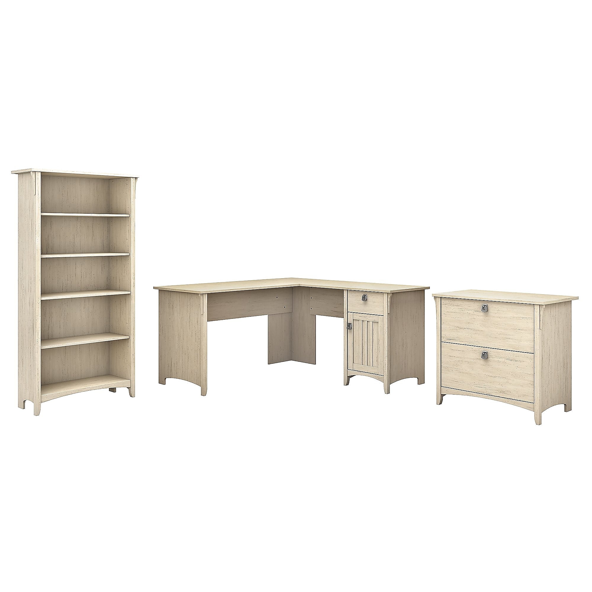 Bush Furniture 60W L Shaped Desk w/Lateral File and 5 Shelf