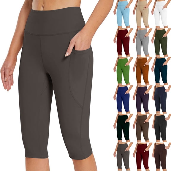 Basysin Women Yoga Leggings Women Elastic High Waist Pants Casual Fit Pants Trousers With Pockets Athletic Workout Pants For Gym