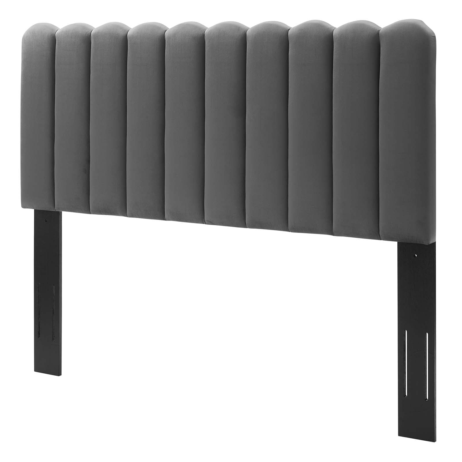 Headboard, Twin Size, Velvet, Dark Grey Gray, Modern Contemporary Urban