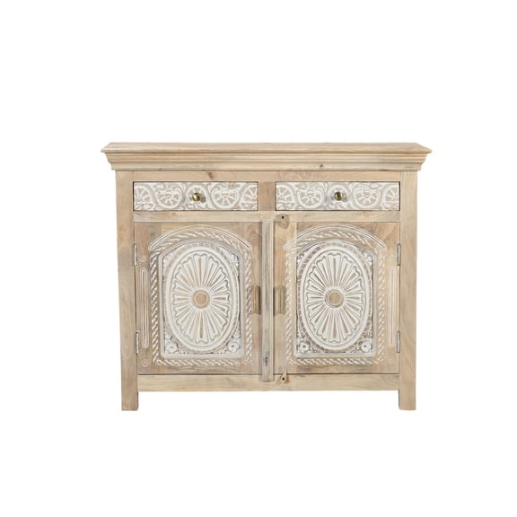 Taran Designs Isabella 2-drawer 2-door Solid Wood Sideboard in Beige/White