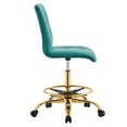 thumbnail image 3 of Modway Prim Metal and Performance Velvet Armless Drafting Chair in Gold/Teal, 3 of 9