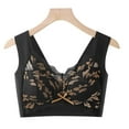 thumbnail image 3 of GEWSEY Women Floral Secrets Comfort Rose Bra,Front Closure Lace Comfy No Wire Bras,Plus Size Rose Push-up Bra Black, 3XL, 3 of 5