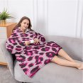 thumbnail image 5 of Oversized Wearable Blanket Hoodie,Pink and Gray Of Leopard Print Sherpa Blanket Hoodie with Super Pockets,Super Warm Fuzzy Pullover for Women & Men, 5 of 6
