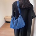 thumbnail image 4 of Bolso Hobo Elegante para Mujer Bolso Compras Gran Capacidad Mezclilla Color Sólido (azul Oscuro), 4 of 8