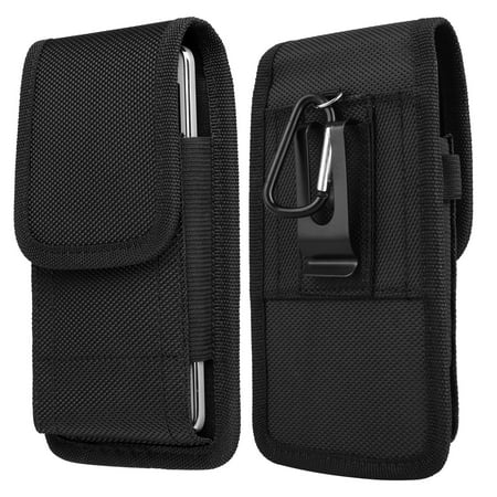 Morease Universal Tactical Military Phone Pouch Waist Clip-On Holster Bag with Belt Clip for iPhone X/XR/XS 7 Plus 6S 6 Plus Galaxy Note 9 8 5 S10 S9 S8 S7 Edge Google and More (S/M/L Black)