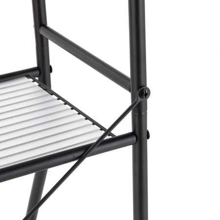 MAINSTAYS OVER-THE-TOILET STEEL STORAGE UNIT WITH 3 SHELVES AND LINERS, MATTE BLACK