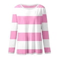 thumbnail image 5 of Striped T Shirts for Women Long Sleeve Crew Neck Color Block Tunic Blouses 2025 Fashion Fall Trendy Causal Basic Pullover Tops, 5 of 5